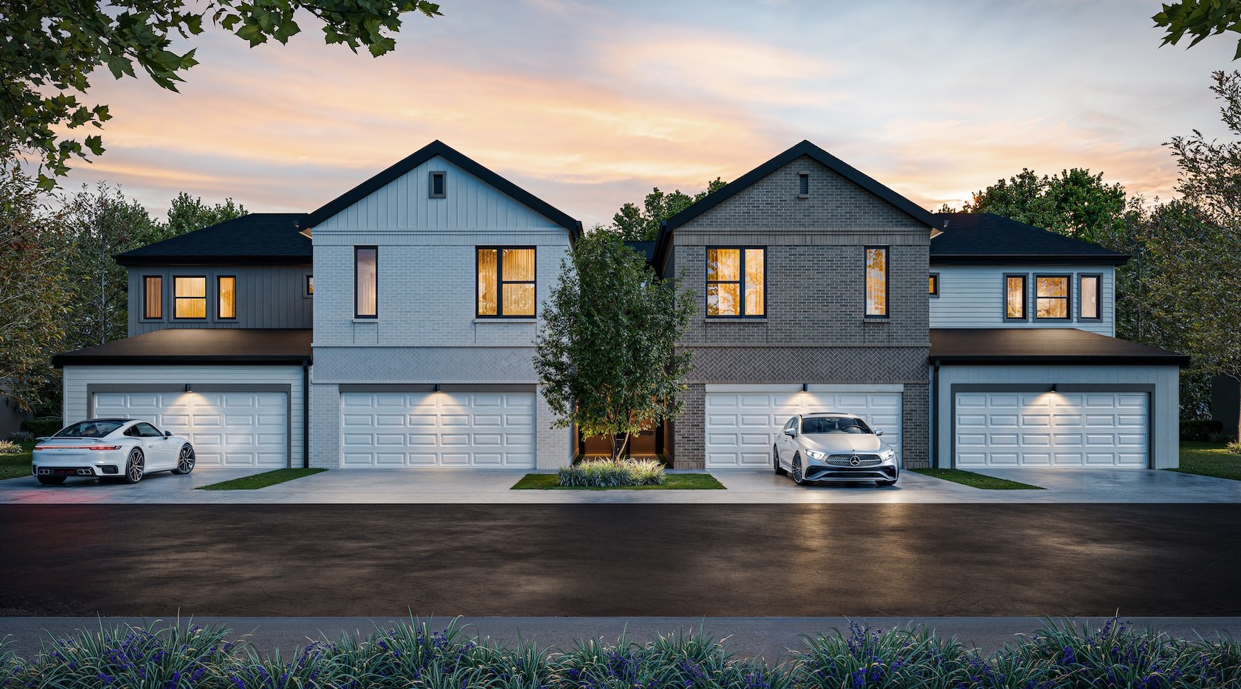 large buildings with cars