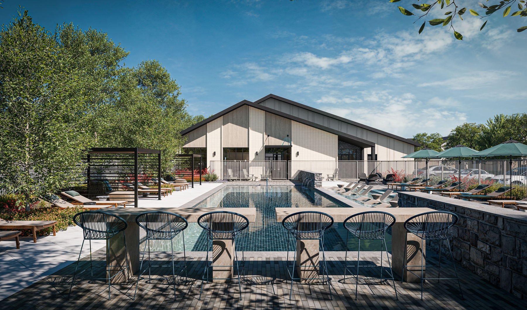 Rendering of the resident pool and lounge area