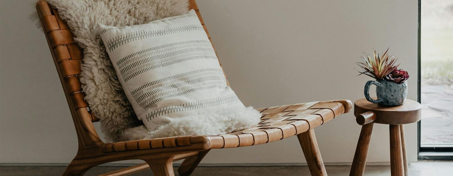 a chair with a pillow